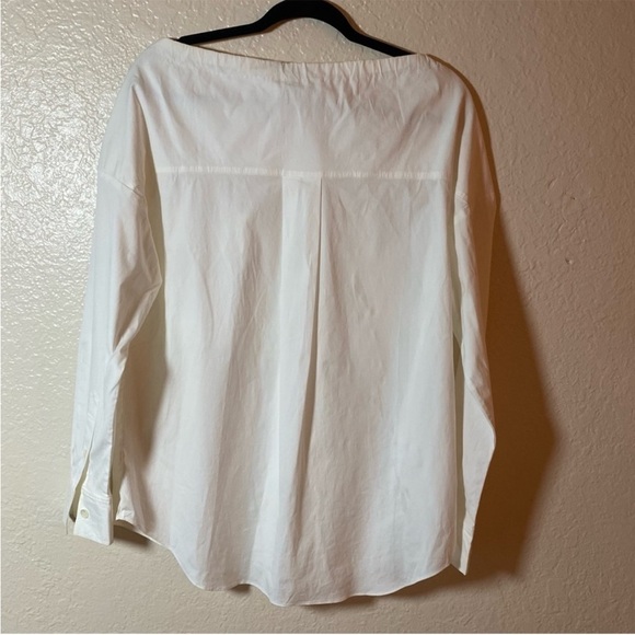 Theory White Magena Drawstring Utility Long Sleeve Button Down Shirt Sz M - Picture 4 of 7